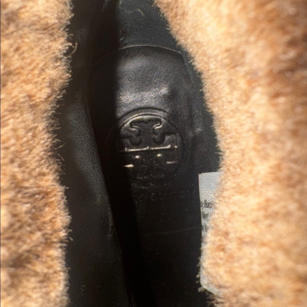 Beautiful Tory Burch Black and Brown Fur-Trimmed Heeled Boots size 7 - Picture 7 of 11